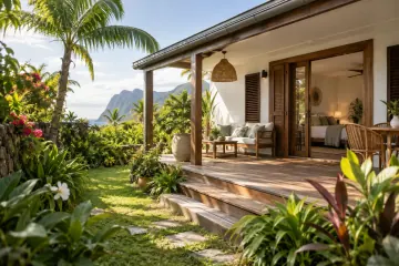 Exemple de maison avec une terrasse aménagée.