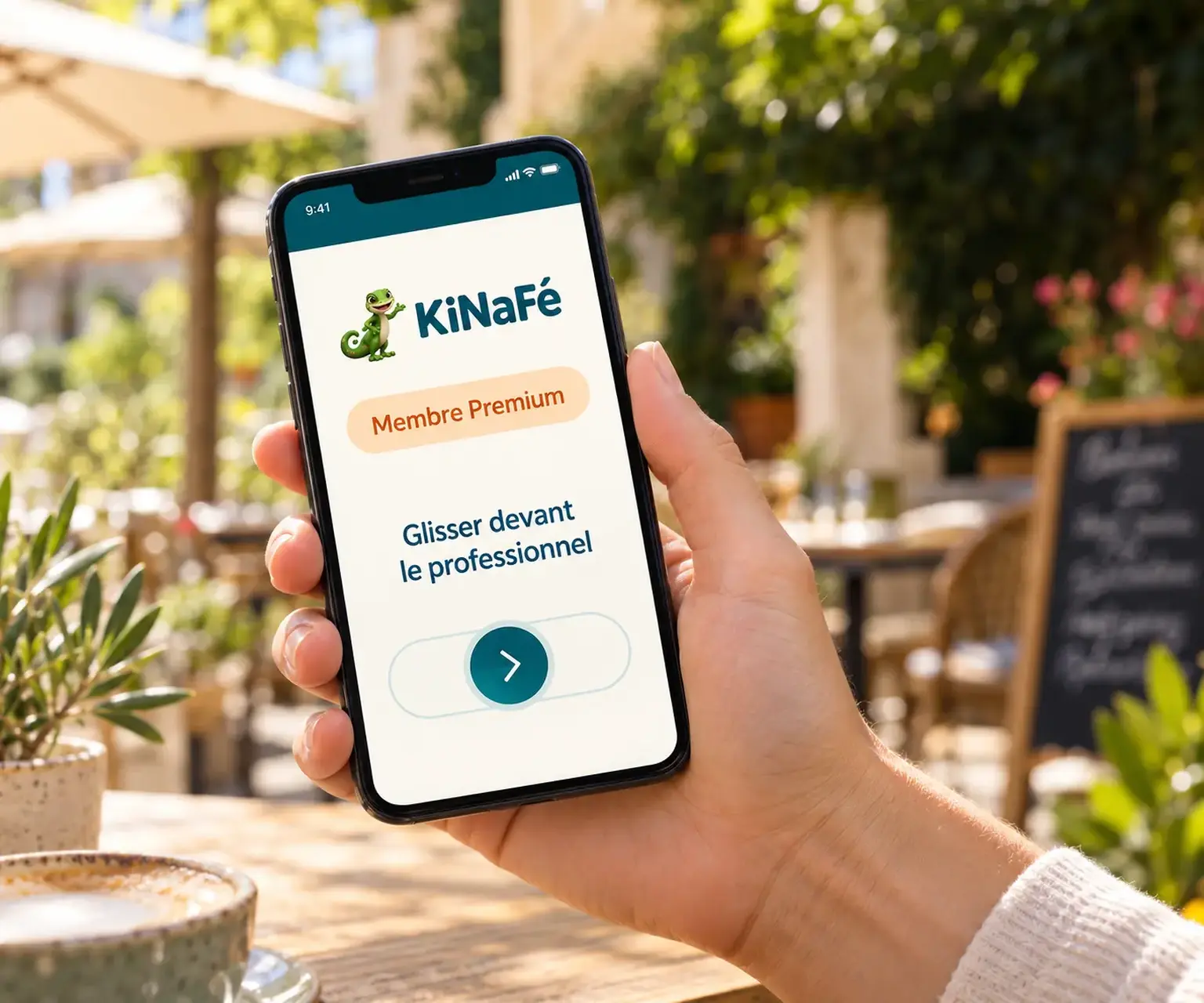 Illustration de KiNaFé sur un téléphone.