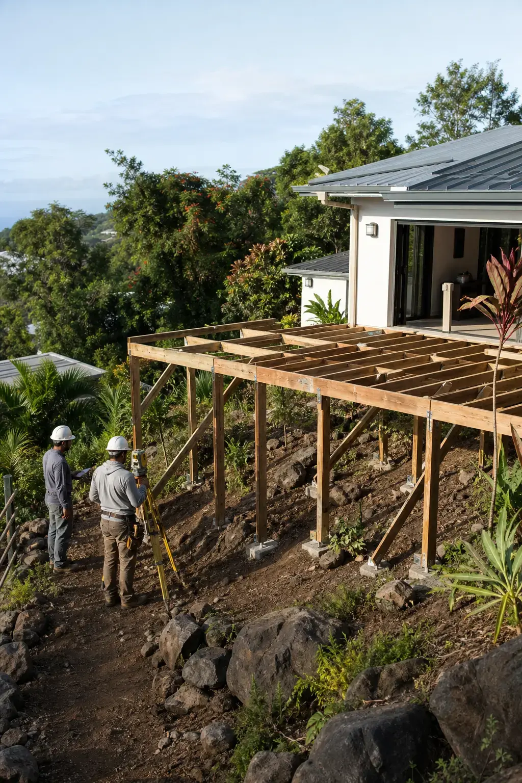 Visuel d’archive — Construire une terrasse sur un terrain en pente à La Réunion : structure et précautions