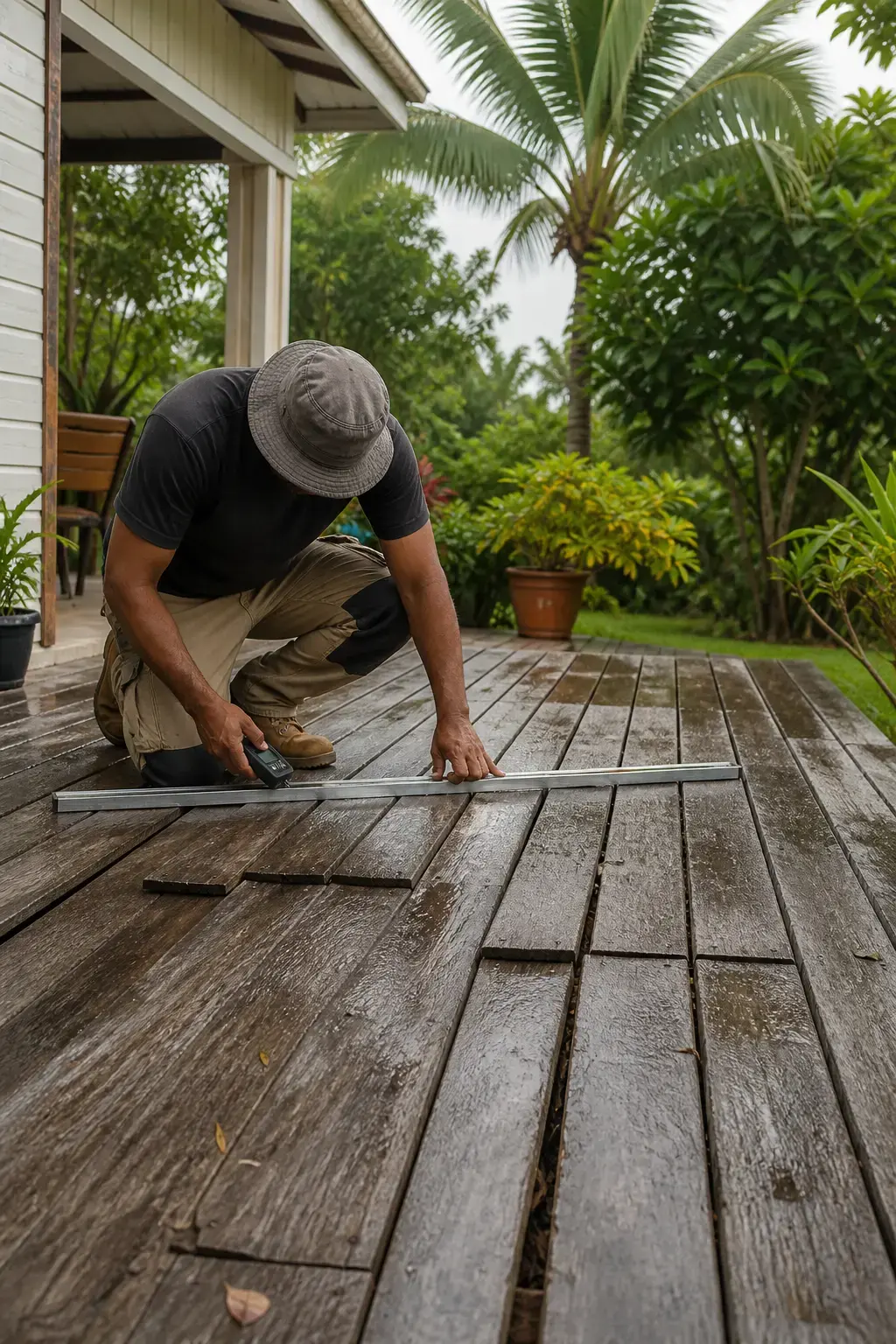 Visuel d’archive — Terrasse en bois grise, glissante ou abîmée à La Réunion : rénover ou remplacer ?