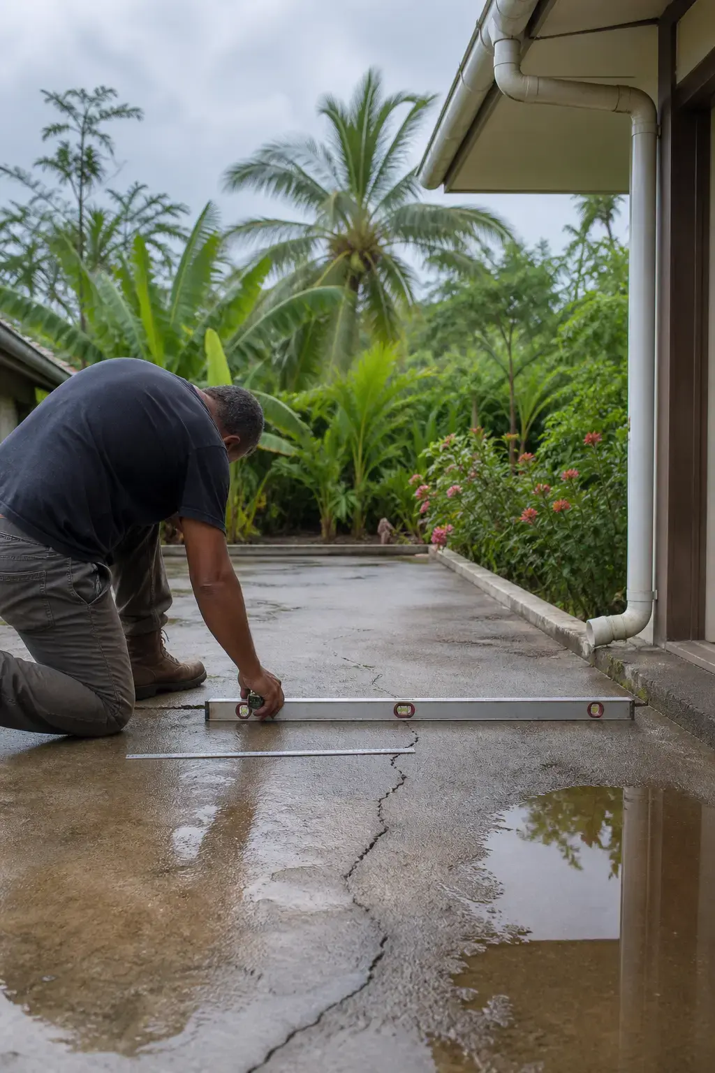 Visuel d’archive — Dalle de terrasse fissurée ou eau stagnante à La Réunion : causes et réparations