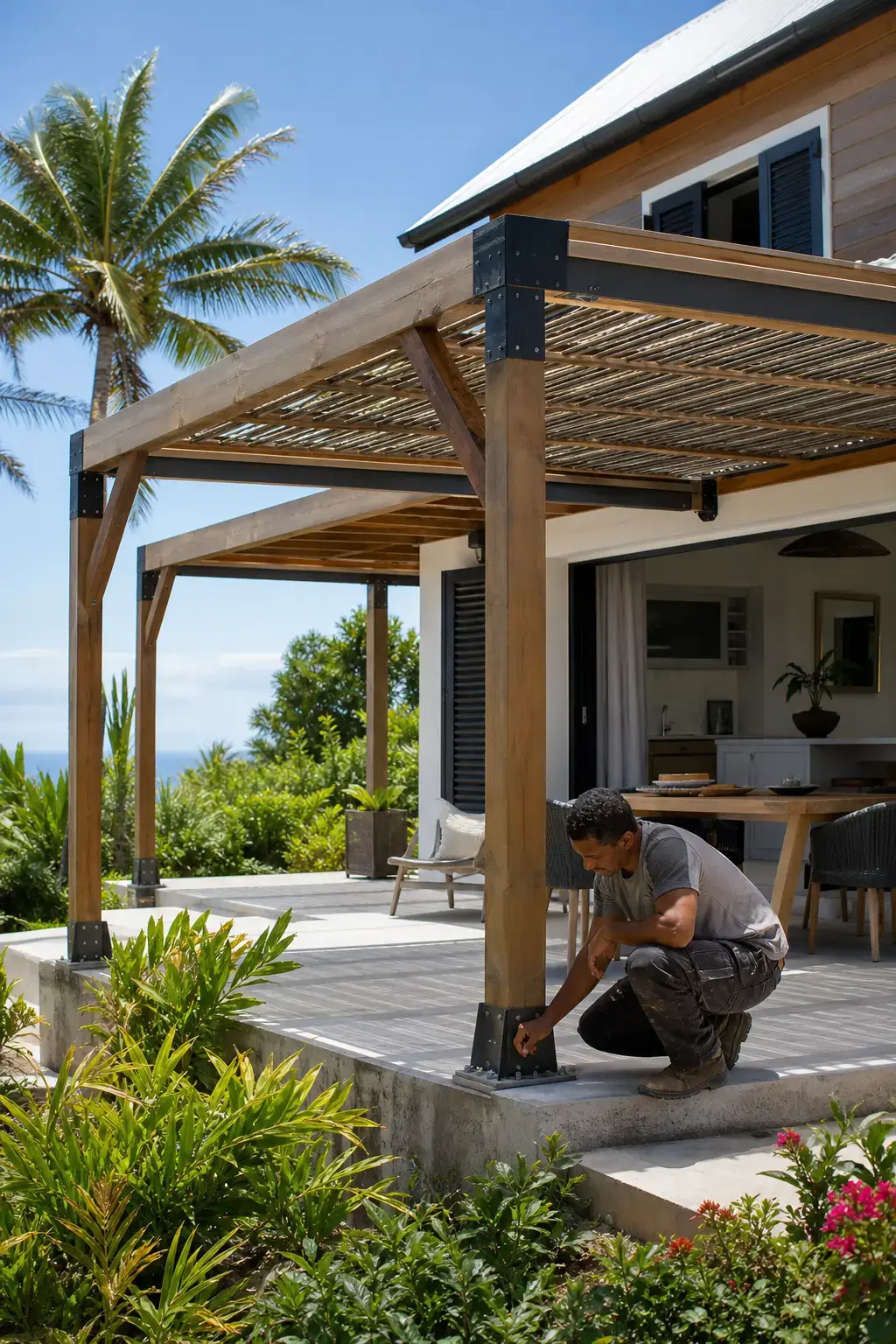 Visuel d’archive — Pergola et ombrage de terrasse à La Réunion : résister au soleil, à la pluie et au vent