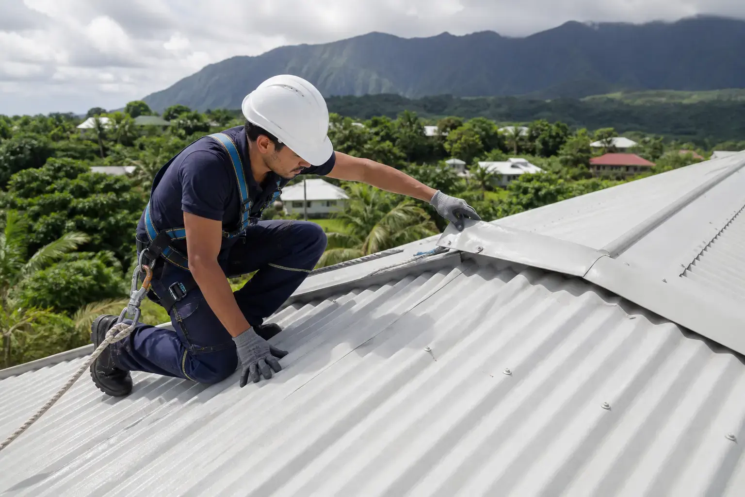 Visuel d’archive — Toiture endommagée après cyclone ou fortes rafales à La Réunion : que faire ?