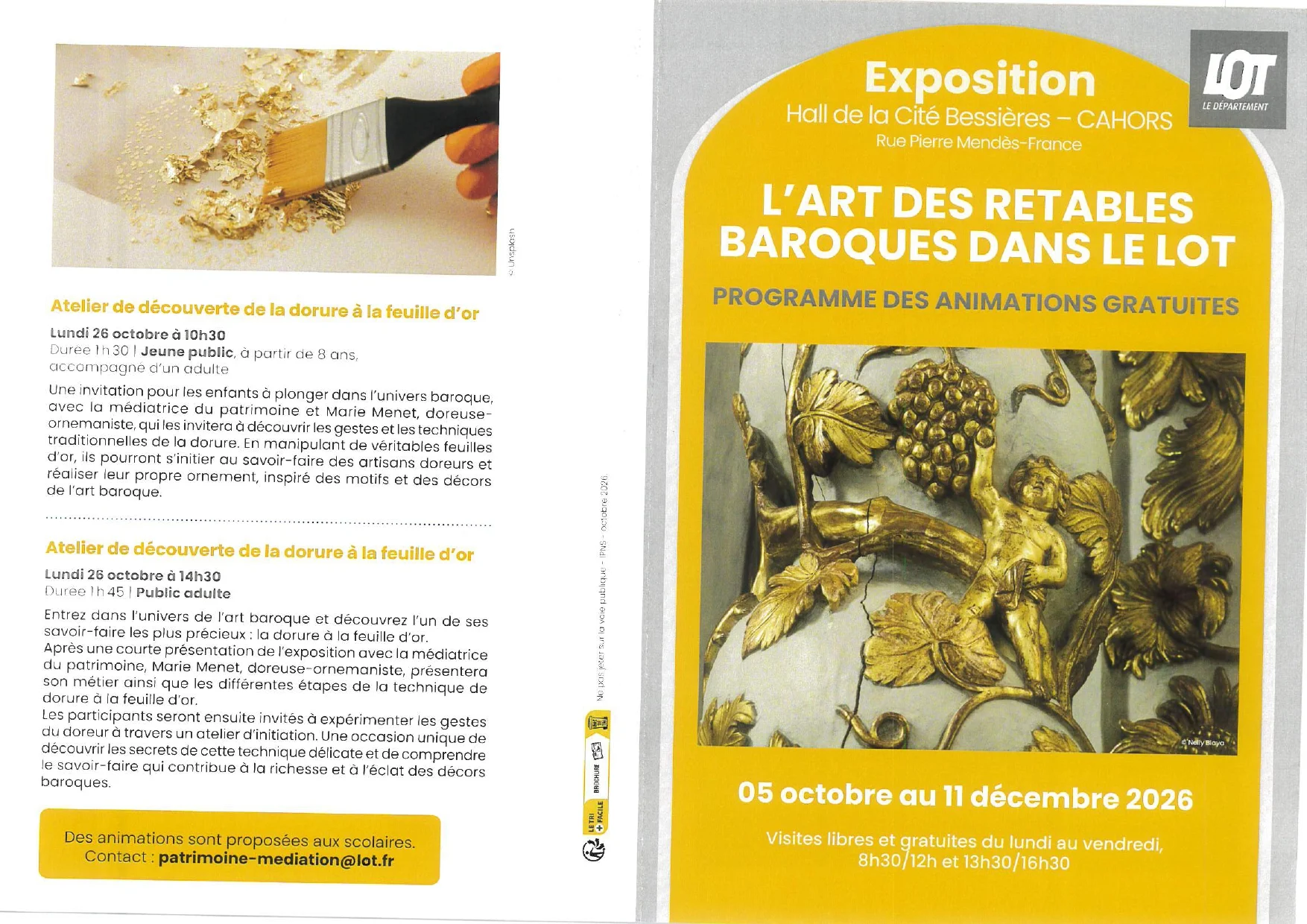 Animations dans le cadre de l'exposition « L’Art des retables baroques dans le Lot »